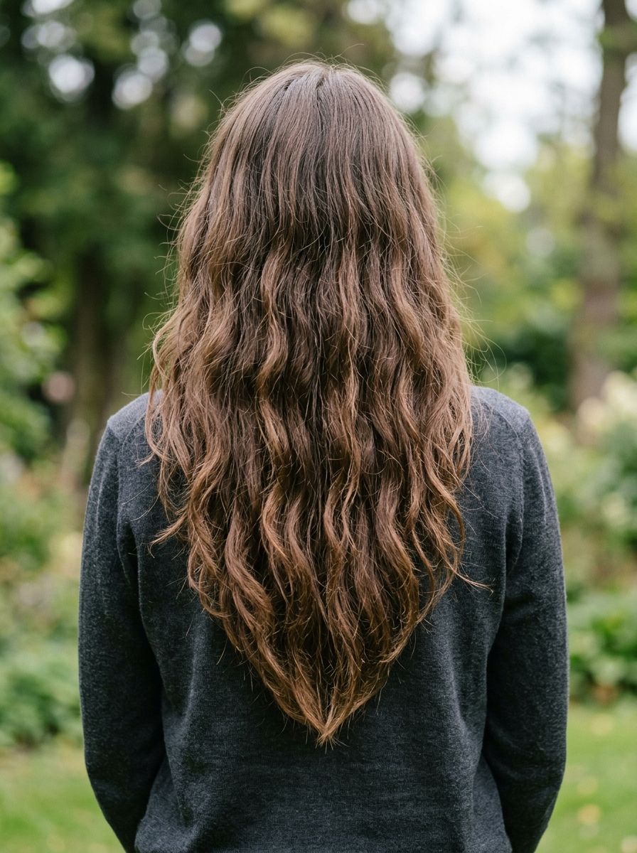 V Haarschnitt bei welligem Haar - V Haarschnitt lange Haare